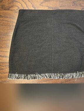 Zara Trafaluc Black Mini Skirt with Fringed Hem